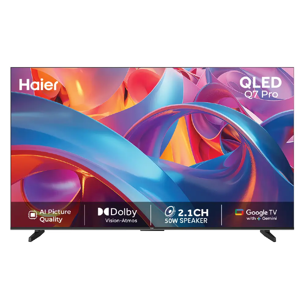 Haier New Q7 Pro Series HQLED 189 cm (75) AI Smart Google TV with Gemini| HDR10+ | 2.1 Ch with Subwoofer| Gaming 120Hz